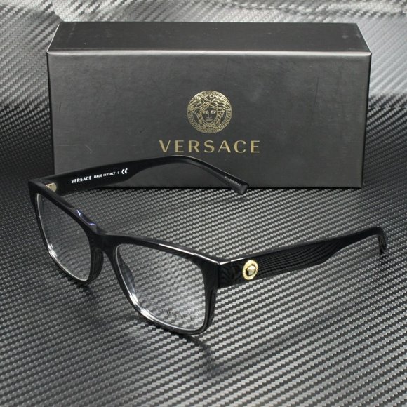 Versace Men's 55mm Black Glasses w/ Gold Emblem